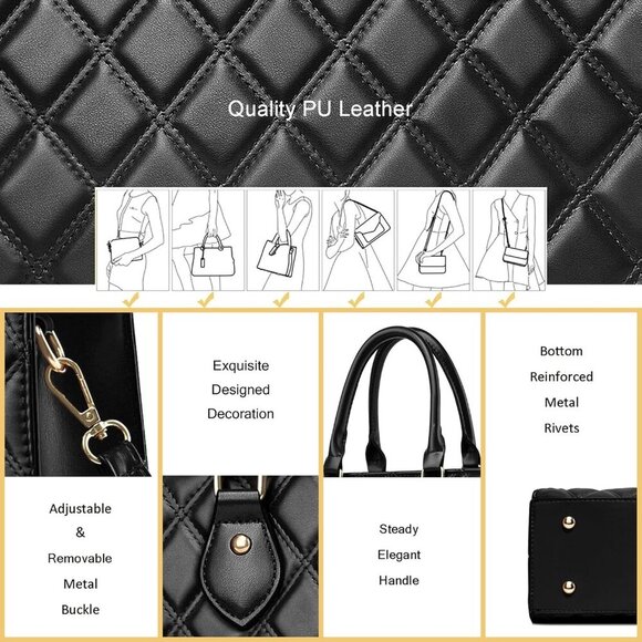 Crossbody Purses and Handbags for Women PU Leather Tote Top Handle Satchel Shoul - Picture 7 of 8